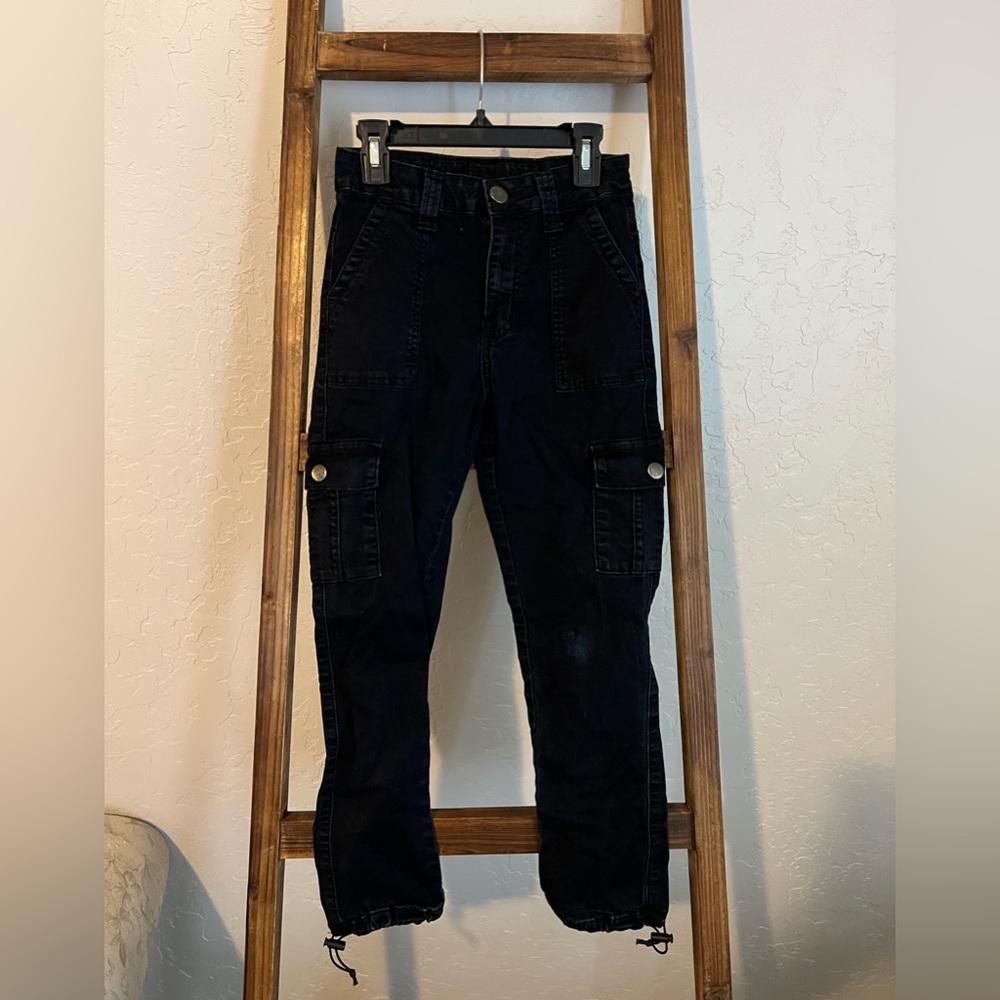 Black stretchy cargo type pants